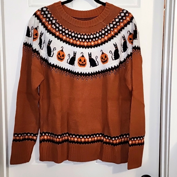 Unbranded Sweaters - Halloween sweater w/Jack-o-lanterns & cats Multiple sizes